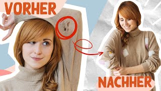 Pullover Makeover Pinterest HACK  Löcher reparieren OHNE nähen Refashion Transformation [upl. by Winona227]