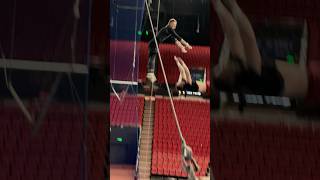 Trapeze combinationGymnastic tricks👍🔥gym circus trampoline acrobatics flip [upl. by Reve]