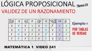 Validez de un razonamiento  Demostración por tablas de verdad [upl. by Cul]