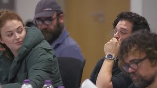 Game of Thrones Final Table Read  Cast Reaction Emilia Clarke Kit Harington Peter Dinklage [upl. by Orlan]