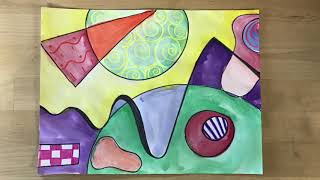 Kids Art Lesson  Wassily Kandinsky Abstract Art [upl. by Adneral]