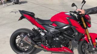 201819 Suzuki GSX S750 Stock vs Yoshimura Alpha T slipon and drive by [upl. by Jilly55]