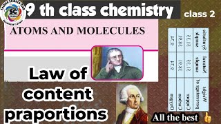 9th chemistry  lesson 4  Atoms amp molecules class 2 law of content proportions [upl. by Roderich]