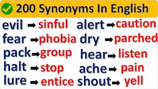 SYNONYMS Learn 200 Important Synonym Words in English To improve Your English Vocabulary [upl. by Ahse13]