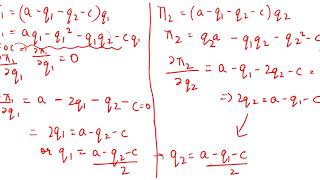 Cournot Duopoly Model  Nash Equilibrium [upl. by Naitsirc]