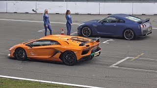 Lamborghini Aventador SVJ vs Nissan GTR R35 [upl. by Trant28]