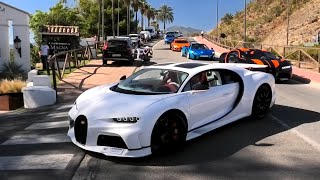 The Hypercars Invasion in Marbella is insane 2X Chiron Super Sport Sian Roadster Monza SP2 [upl. by Kannav]