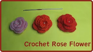 How to Crochet a Rose for beginners in three size🌹✨ क्रोशै से गुलाब बनाएं🌹 crochet roseflower [upl. by Ayik]