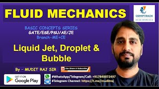 Fluid Mechanics by Mudit Raj Sir  Surface Tension in Liquid Jet Droplet amp Bubble  GATE ESE PSU AE [upl. by Enisamoht320]