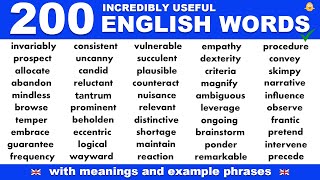 Learn 200 INCREDIBLY USEFUL English Vocabulary Words Meanings  Phrases  Improve English Fluency [upl. by Klenk556]