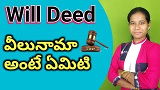 what is will deed in Telugu వీలునామా అంటే ఏమిటి ఎవరు చేస్తారు [upl. by Auric33]