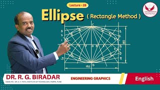 Ellipse Rectangle Method  Engineering Graphics Lecture 28 Engineering Drawing By DrRGBiradar [upl. by Akenn98]