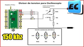 OSCILOSCOPIO casero con RASPBERRY PI PICO hasta 150khz y mide DC [upl. by Abba]