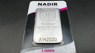 Nadir 1oz Silver Bullion Bar in Assay  Detailed Look amp Review [upl. by Munro]