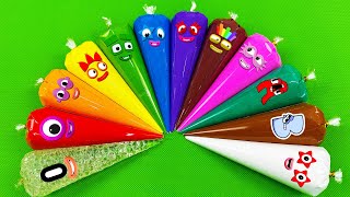 Rainbow SLIME 🌈 Looking Numberblocks Alphablocks Alphabet Lore with Piping Bags ASMR [upl. by Latsyrd]