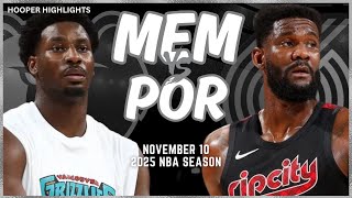 Memphis Grizzlies vs Portland Trail Blazers Full Game Highlights  Nov 10  2025 NBA Season [upl. by Rather]