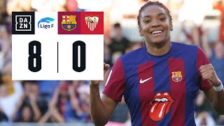 FC Barcelona vs Sevilla FC 80  Resumen y goles  Highlights Liga F [upl. by Ronym]