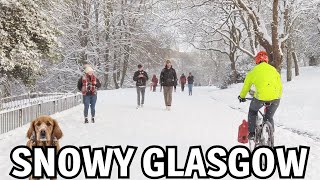 Snowy Walk in Kelvingrove Park Glasgow  Scotland [upl. by Oiramed]