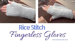 Rice Stitch Fingerless Gloves or Mittens  From Start to Finish Knitting [upl. by Alit]