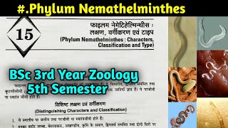 General characteristics of Phylum Nemathelminthes in hindi  BSc 3rd year Zoology 5th Semester [upl. by Beauregard]