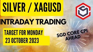 Silver Prediction for Today Monday 23 October 2023 with TARGET  XAGUSD Trading  Silver Trading [upl. by Aerbma]