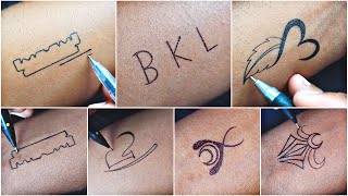 BKL  blade tattoo R  R with leave  trishul tribal  letter tattoo designs how to make 🙏❤️ [upl. by Aned519]