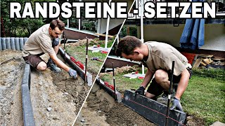 So setzt man  Randsteine in Beton  Gartenweg anlegen mit Kantensteinen 🔨 [upl. by Camden]