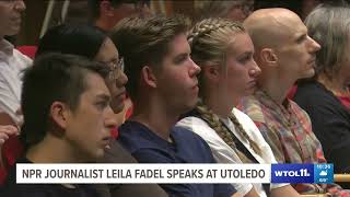 WTOL 11 NPR Journalist Leila Fadel Speaks at UToledo [upl. by Attikram]