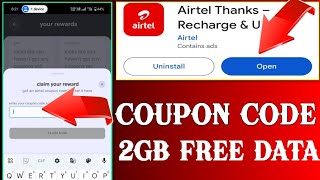 Airtel Free data tricks  Airtel coupon code  Airtel Coupon Code Airtel Free Data Code  2GB fre [upl. by Releyks968]