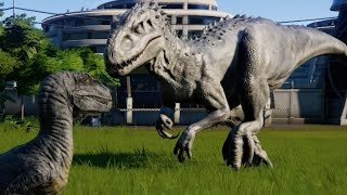 Jurassic World Evolution  Rexy amp Blue vs Indominus Rex 1080p 60FPS [upl. by Ias]