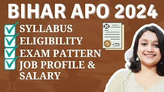 Bihar APO Vacancy 2024  All About Bihar APO Examination [upl. by Mattson]