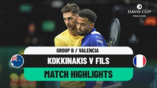 Thanasi Kokkinakis v Arthur Fils Highlights  Australia v France Davis Cup 2024 Finals Group Stage [upl. by Sine]