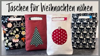 süße Taschen für Weihnachten nähen kostenlose Anleitung DIY Geschenktasche selbermachen [upl. by Yeargain]