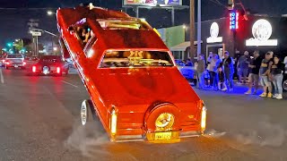 GAS HOPPING CADILLAC LOWRIDER HITTING BACK BUMPER [upl. by Enylodnewg]