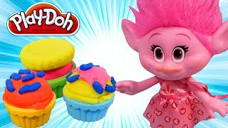 Baking a PlayDoh cake with Trolls toys [upl. by Ivens]