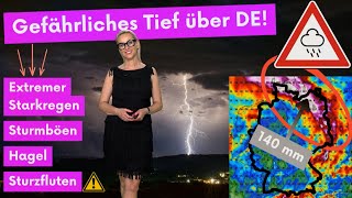 UnwetterZyklone als Schnellläufer bedroht Deutschland Überflutung durch extremen Starkregen [upl. by Yecram373]