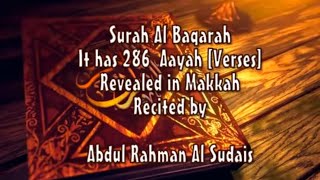 SURAH AL BAQARAH FULL by sheikh Sudais [upl. by Nylek191]