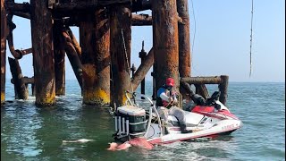 Jet ski fishing 101 A massive 23 pounder at 8 miles out Things u must get Texas arena [upl. by Stephenie]