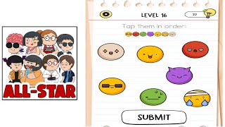 Brain test all star level 16 tap them in order Gameplay walkthrough solution [upl. by Perrie79]