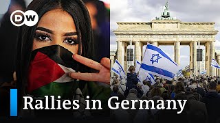 ProIsrael and proPalestinian rallies in Germany Legal action against proPalestine bans DW News [upl. by Ecad]