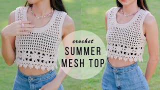 Crochet Summer Mesh Top Tutorial  Crochet Mesh Vest  Chenda DIY [upl. by Elwira412]