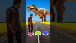 Pink yellow amp blue Button to dinosaur wolf amp gorilla funny magic video shorts [upl. by Anaiviv]