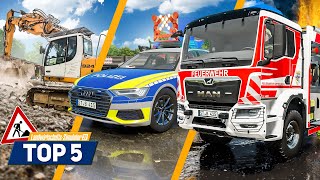 LS22 Diese Top 5 Mods stellen mehr Jobs im Farming Simulator dar Feuerwehr Baustelle Polizei [upl. by Lebasile]