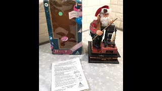 Holiday Creations Fishing Santa With Pot Belly Stove Musical Christmas 1998 [upl. by Rask]