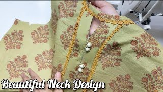 Very Nice Simple amp beautiful Neck Design With Lace Cutting amp Stitching  Pakistani Gala Design 2024 [upl. by Lotson303]