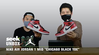 SEEK UNBOX Review Nike Air Jordan 1 Mid quotChicago Black Toequot Thai OnFeet Video [upl. by Adalie547]