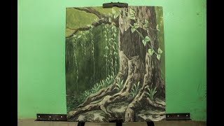 How to Paint a Dead Tree TrunkPainting tutorialpaint with bernie [upl. by Irahc582]