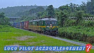 Concor Freight Train crossing through Station in heavy rain [upl. by Alliuqa384]