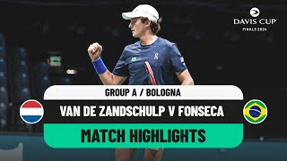 Van de Zandschulp v Fonseca Highlights  Netherlands v Brazil Davis Cup 2024 Finals Group Stage [upl. by Annaihs]