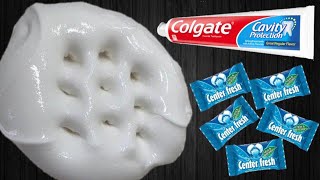 NO GLUE SLIME How to make Slime with Center Fresh Chewing gum and Colgate Toothpaste Without glue [upl. by Aiet]